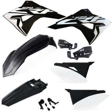 Imagem de Kit Plástico Biker Elite Crf 230f Com Adesivos E Protetor Mão, Preto /