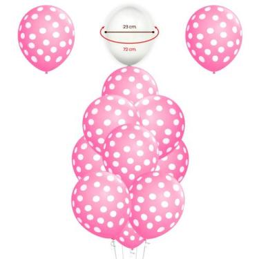 Imagem de Bexigas Balão Rosa com Bolinhas Branca decoração 11pl 25/200 - happy D