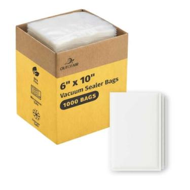 Imagem de OutOfAir Sacos seladores a vácuo a granel (15,2 cm x 25,4 cm) - Estojo - 1000 sacos
