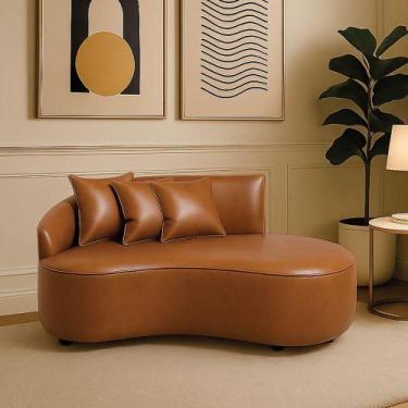 Imagem de Sofá 2 Lugares Orgânico 140 Cm Morgan Sintético Pu Whisky D03 - D'ross