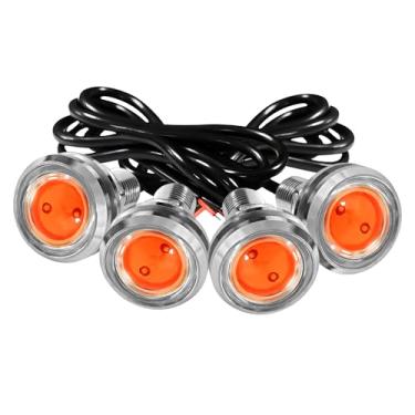 Imagem de JRQLOV 4 peças 23 mm DC 12 V Eagle Eye LED carro neblina DRL luz de corrida diurna traseira reversa luzes de rocha farol farol pequeno uso para carro e motocicleta (rosa)