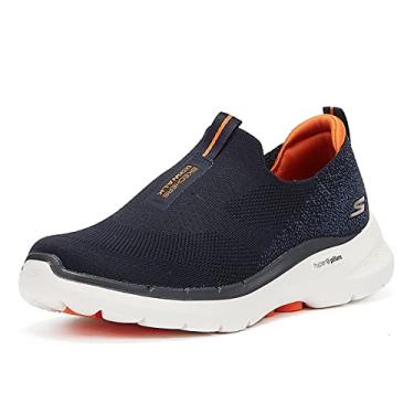 Imagem de Tênis Go Walk 6, Skechers, Masculino, Azul Escuro / Laranja, 38
