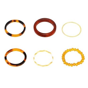 Imagem de AIEDE Conjuntos de anéis empilháveis de acrílico marmorizado para mulheres e meninas tamanhos variados, pacote com 6, Acrílico, Sem pedra preciosa