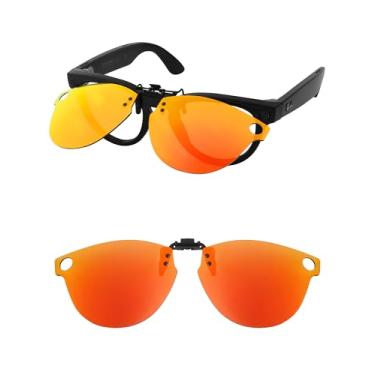 Imagem de HILEEN Óculos de sol polarizados Flip-up Clip-on para Ray-Ban Meta Headliner RW4009 e Gen 2 RW4013 50 mm para homens mulheres proteção UV vermelho