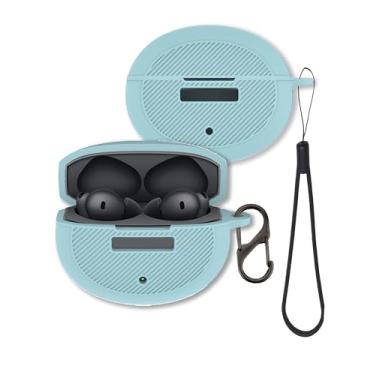 Imagem de Capa espessa para fones de ouvido OnePlus Buds 4, capa FJIASTB de silicone macio à prova de choque com mosquetão e cordão (verde zen)