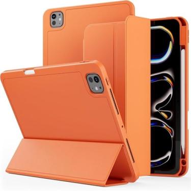 Imagem de ONECMN Capa protetora para iPad Mini7 Mini6 com compartimento para caneta (laranja, Mini 7)