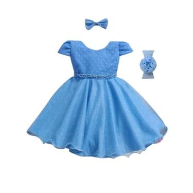 Imagem de Vestido Bebe Infantil Festa Casamento Luxo Faixa Cabelo - Lele Infanti