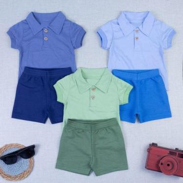 Imagem de Conjunto Bebê Gola Polo Manga Curta Bermuda Look Verão Menino - Era Um