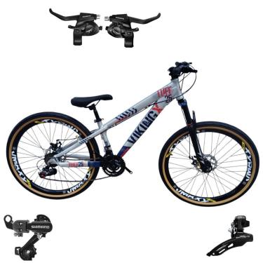 Imagem de Bicicleta 26 VikingX T25 24v Trocadores e Cambios Shimanos  Pneu Aro 26 Balão Faixa Amarela-Unissex