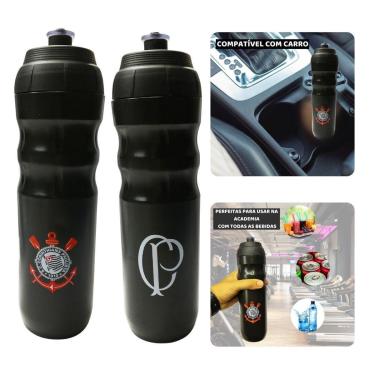 Imagem de Kit 2Un Squeeze Top Térmica 550ml Garrafa Preto Academia Esporte Água Time Corinthians Oficial-Unissex