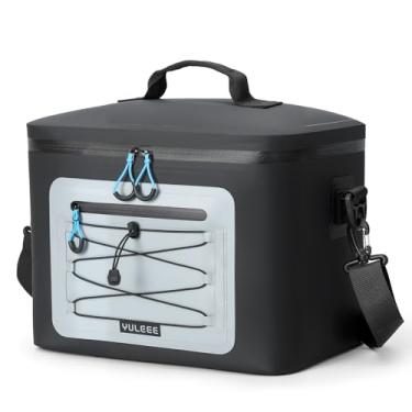 Imagem de Yuleee Bolsa térmica, 30 latas, macia, portátil, com isolamento térmico, refrigerador de almoço diário, baú de gelo à prova de vazamento para praia, acampamento, viagem, piquenique, preto