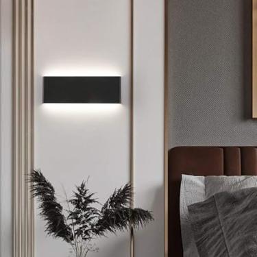 Imagem de GZZBMY Lâmpadas de Parede Interior LED Moderno Minimalista Longo Alumínio Metal Acrílico Arandela Up Down Acrílico Iluminação de Parede para Sala de Estar Quarto Escada Corredor (Luz Branca Preta, 61