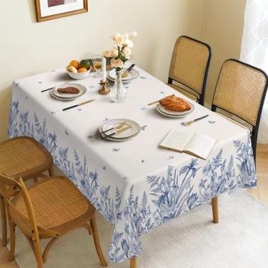 Imagem de Ablecozy Toalha de mesa impermeável de tecido de mola, desenho à mão, violeta, retangular, aquarela, resistente a óleo, para mesa de jantar, festas de buffet e acampamento, (152 x 304 cm)