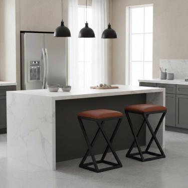 Imagem de Kit 2 Banqueta Baixa Cozinha 50 cm Balcão Bar Gourmet Corino