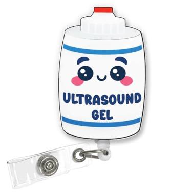 Imagem de ULTRAVUTT Carretel de crachá de gel de ultrassom retrátil para identidade, carretel de crachá de ultrassonografista com clipe jacaré para equipe de imagens hospitalares