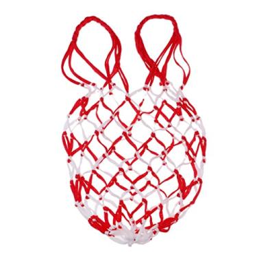 Imagem de Zxpjkyu Suporte Multifuncional de Malha para Armazenamento de Bolas, Bolsa de Rede para Transporte de Uma única Bola, Branco Vermelho