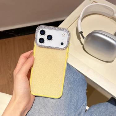 Imagem de SFDSUH Capa protetora brilhante com glitter para iPhone 16 Pro Max (para iPhone 16 Pro Max/Amarelo)