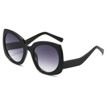 Imagem de VFDHN Óculos de Sol Femininos Fashion Butterfly Oval Vintage Coloridos Masculinos Punk Degradê UV400 (5702-C1)