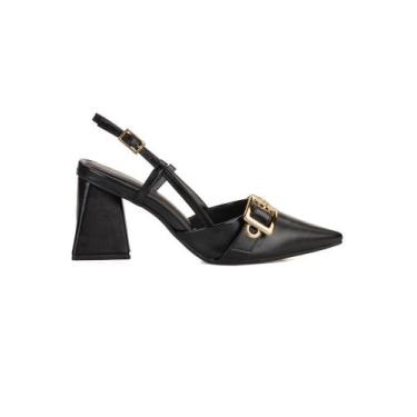 Imagem de Scarpin Slingback Bebecê Salto Geométrico com Enfeite Maxi Fivela, Pre
