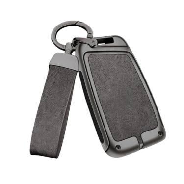 Imagem de Capa De Chave De Carro Em Liga De Zinco, Compatível Com Seat Ateca Leon Fr 2 Ibiza, Capa De Couro Genuíno De Alta Qualidade, Fivela, Acessórios Automotivos(C gun gray)