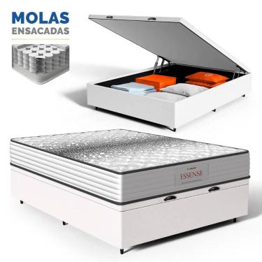 Imagem de Cama Box Baú com Colchão de Molas Ensacadas Double Face Essence Probel Casal 138cm