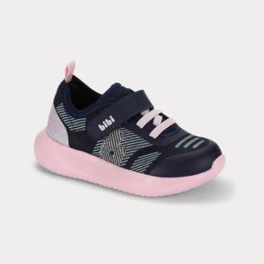 Imagem de Tênis Infantil Bibi Flash Azul Marinho com Rosa-Feminino