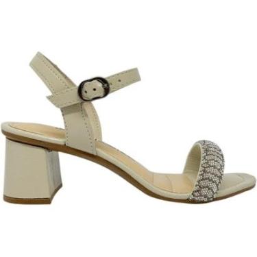 Imagem de Sandália Feminina Casual Social Dia a Dia Passeio Trabalho com Strass Salto Médio Grosso Conforto Da-Feminino