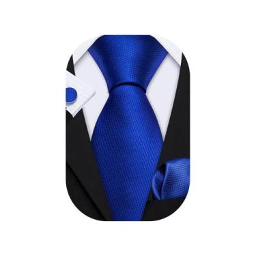 Imagem de Conjunto de gravata Barry.Wang Silk 150 cm azul extra longo