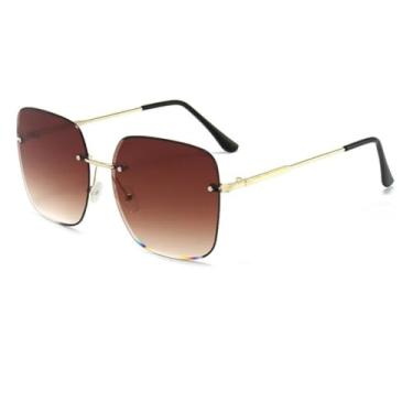 Imagem de HPIRME Óculos modernos sem aro, com armação grande e proteção UV para homens e mulheres (formato duplo).