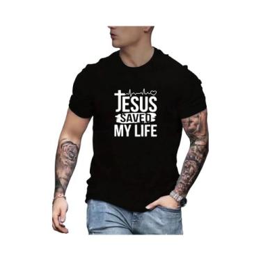 Imagem de Camiseta Masculina De Verão Em Algodão Casual Com Estampa 'JESUS ME SA