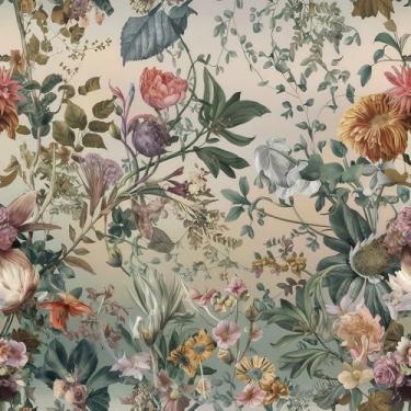 Imagem de MuralPeel Papel de parede vintage cinza verde rosa vermelho flores silvestres floresta floresta descascar e colar papel de parede autoadesivo removível fácil de remover no papel de parede para armário