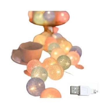 Imagem de Luzes De Cordão LED De Algodão USB Com 10, 20, 40 Bolas, Luzes De Fada