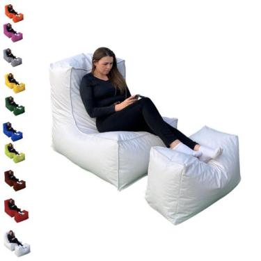 Imagem de Puff Poltrona com Peseira Cheio Material Sintético Almofadão Gigante -