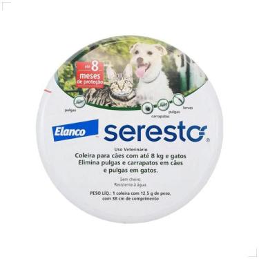 Imagem de Coleira Antipulgas Carrapatos Elanco Seresto Caes e Gatos Até 8kg Tama