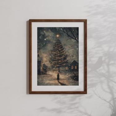 Imagem de Decoração de parede A Noite Antes do Natal Impressões de Arte em Tela Pintura Inverno Imagem Nevado Arte Casa Acima da Cama Decoração de Natal Sem Moldura