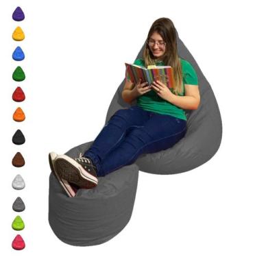 Imagem de Puff Pera Almofadão Com Apoio Para Pés Cheio Enchimento Sala - Mercadã