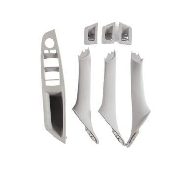Imagem de Interior do carro maçaneta da porta interior painel puxar guarnição capa Compatível com bmw série 5 f10 f11 520i 523i 525i 528i 535i 7 peças conjunto(RHD-Grey 7pcs)