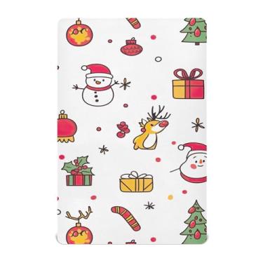 Imagem de xigua Lindo lençol de berço de Natal para meninas e meninos, lençol macio e respirável adequado para berço padrão e cama infantil 71 x 132 cm