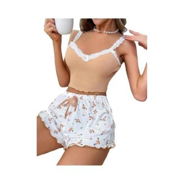 Imagem de Conjunto De Pijama Sexy De Renda Feminino Ajuste Slim Camisola Regata 