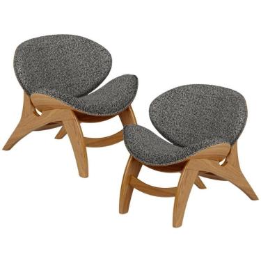 Imagem de Kit 2 Poltronas Decorativa Orgânica Sala Living Kadosh L02 Linho Mescla - Lyam Decor