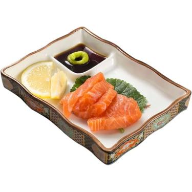 Imagem de Conjunto de tigelas de cerâmica para sobremesa, tigelas de cerâmica, bandeja de servir estilo tribunal chinês com pires de molho, entradas de cerâmica retangulares, pratos de servir, batatas fritas e