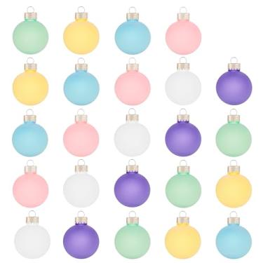 Imagem de Candyland Party Decorações de Natal pastel enfeites de árvore de Natal conjunto de bolas coloridas de veludo fosco para mesa de escritório em casa, decoração de guirlanda, 24 peças, 6 cm com caixa de