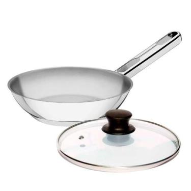 Imagem de Frigideira Tramontina Allegra 20cm Aço Inox Indução e Tampa