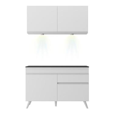 Imagem de Armário De Cozinha Compacta 2 Peças Com Leds Mp2012.891 Veneza Up Multimóveis Branco