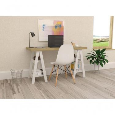 Imagem de Mesa De Computador Com 4 Prateleiras Montana Olmo Branco