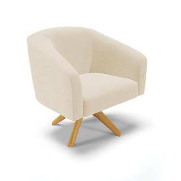 Imagem de Cadeira Sala De Jantar Giratória Ma30 Stella Linho D03 - D'rossi Cor Bege