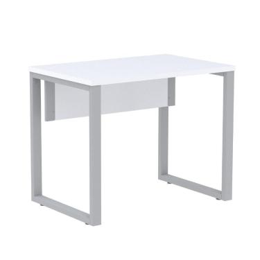 Imagem de Mesa Escritório P25 Tub Pandin 90 Cm (larg) Tampo Mdp Branco Pé Aço Tubular Cinza