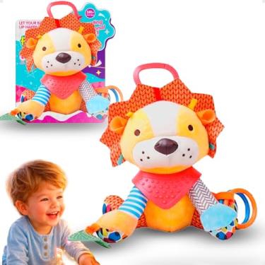 Imagem de Mordedor De Bebê Pelúcia Leão Sensorial Naninha