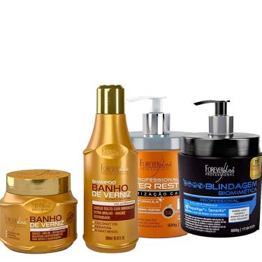 Imagem de Kit Banho De Verniz e Blindagem e Cauterização Forever Liss