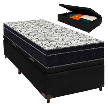 Imagem de Box Bau Preto + Colchão Solteiro Airtech 150 Ortobom